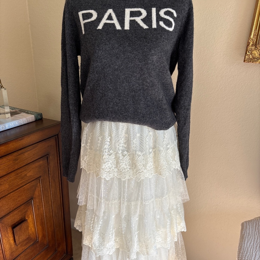 Ultra Pink White Lace Swiss Dot Tiered Maxi Skirt NWT Romantic Balletcore L